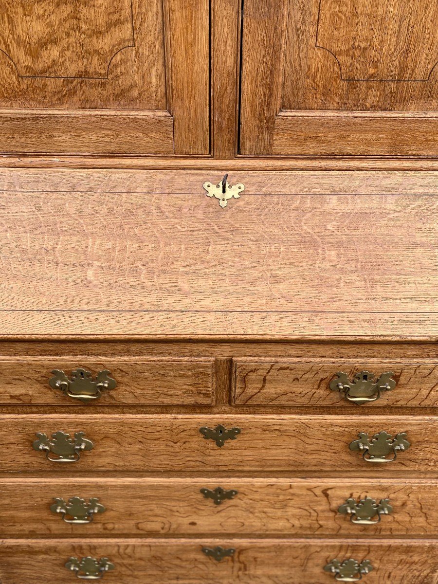 18th Century Georgian Oak Country House Bureau Bookcase-photo-2