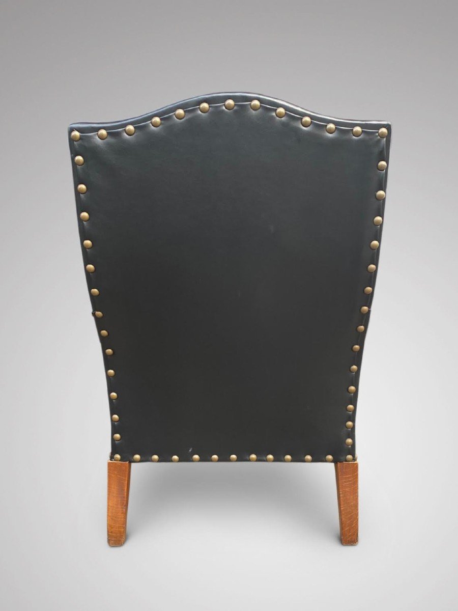 19th Century Pair Of French Black Leather Library Armchairs-photo-4