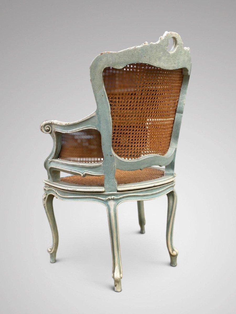 19th Century Pair Of French Cane And Painted Armchairs-photo-4