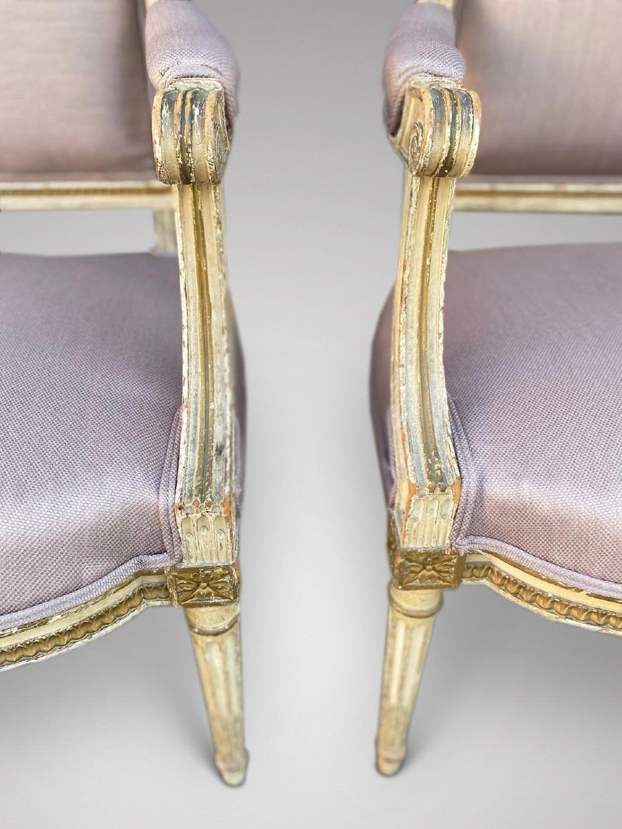 19ème Siècle, Paire de Fauteuils Louis XVI Retapissés-photo-3