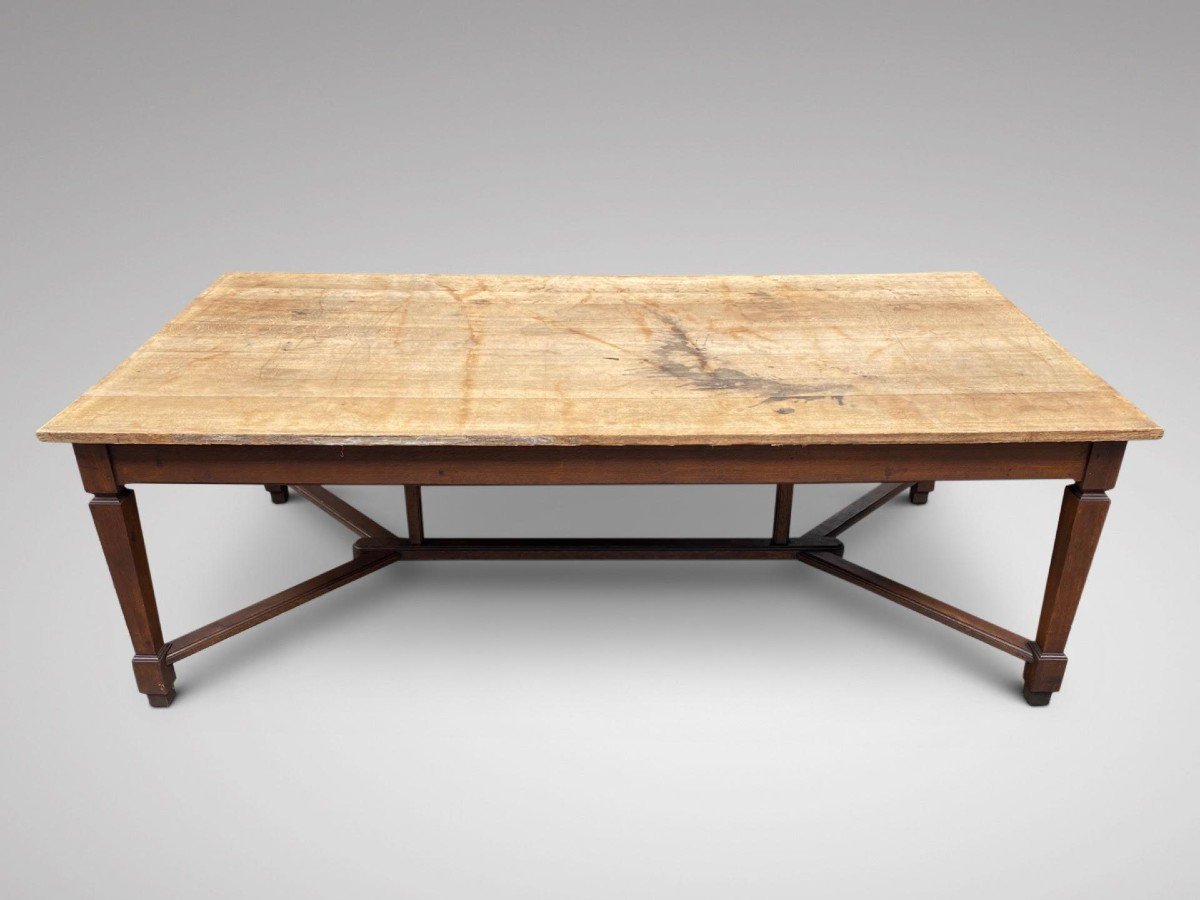 19th Century, Oak Hayrake Farmhouse Dining Table-photo-2