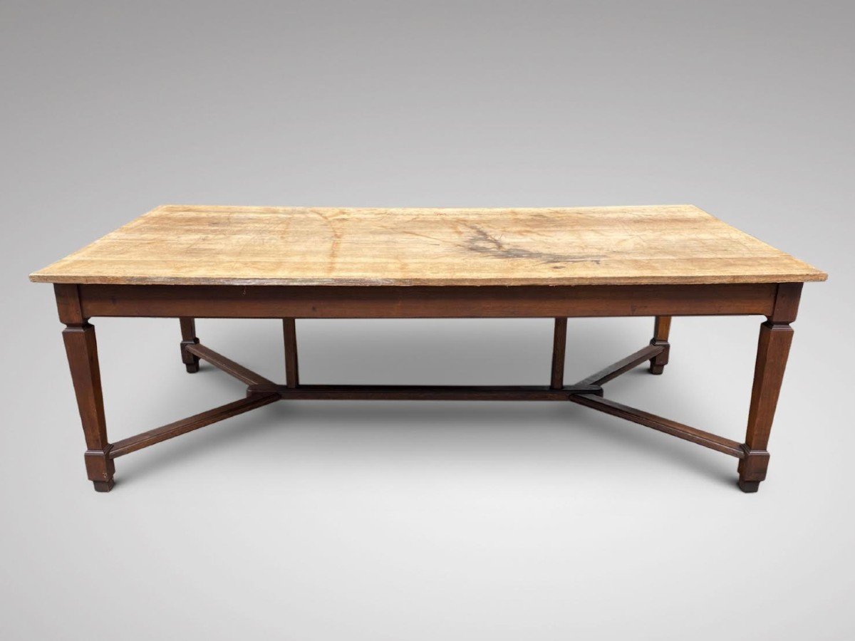 19th Century, Oak Hayrake Farmhouse Dining Table-photo-3