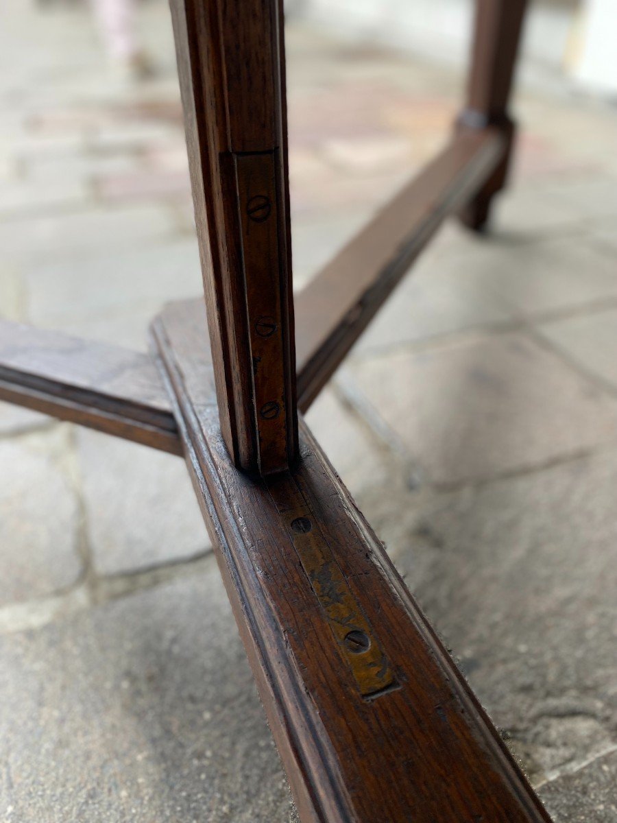 19th Century, Oak Hayrake Farmhouse Dining Table-photo-6