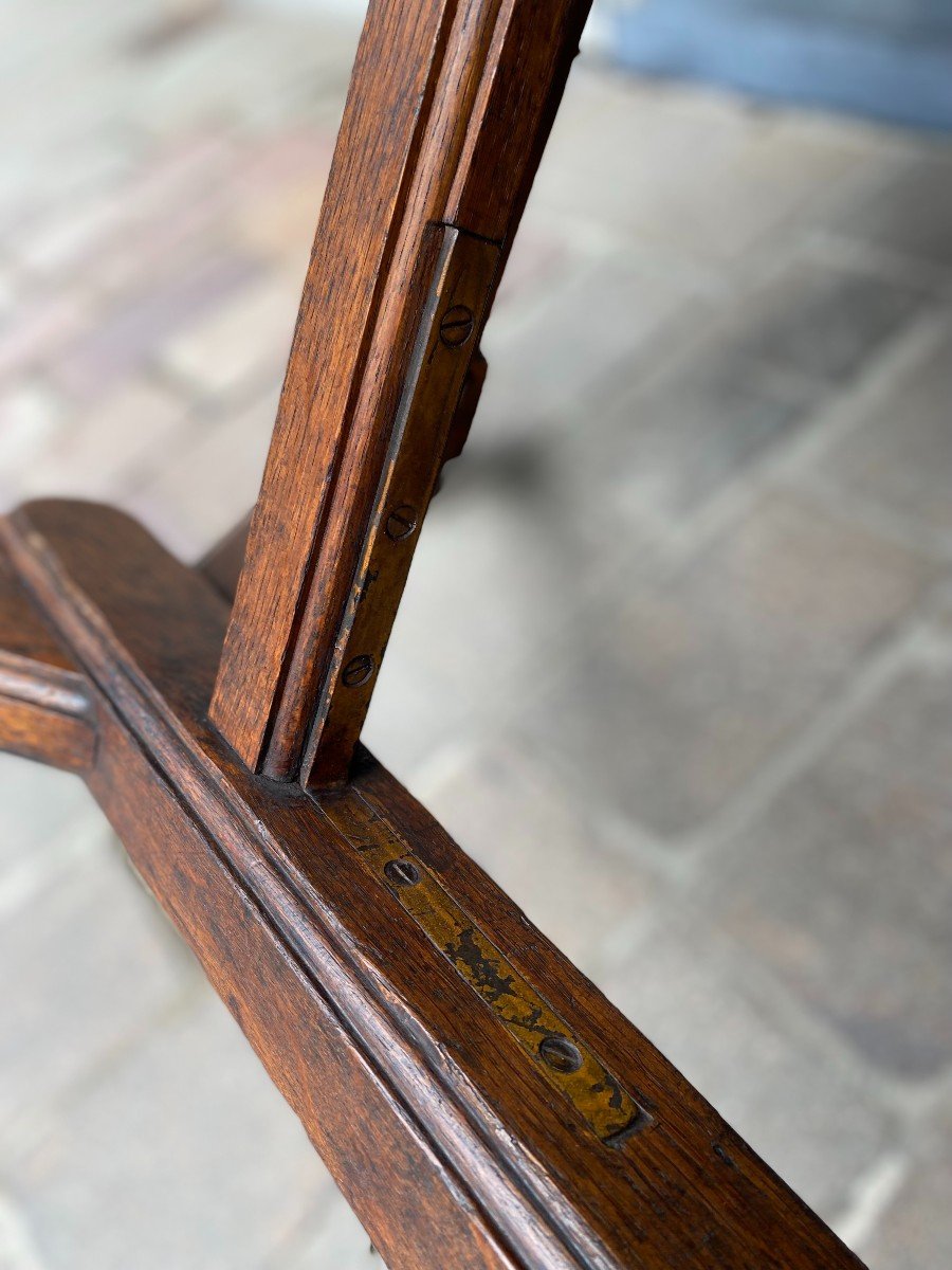 19th Century, Oak Hayrake Farmhouse Dining Table-photo-8
