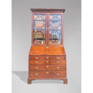 18th Century George III Period Mahogany Bureau Bookcase