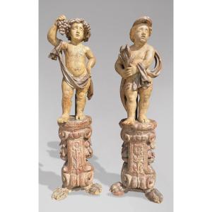 Pair Of 18th Century Italian Carved Wood Cherub's