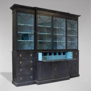 Painted 4 Door Secretary Library Bookcase