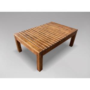 Mid 20th Century Walnut Slat Top Coffee Table