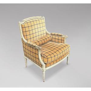 Fauteuil Bergère Peint de Style Louis XVI