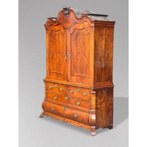 18th Century Dutch Rococo Walnut Cabinet Wardrobe
