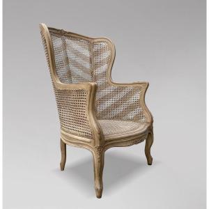 19th Century French Painted Double Caning Bergère Armchair