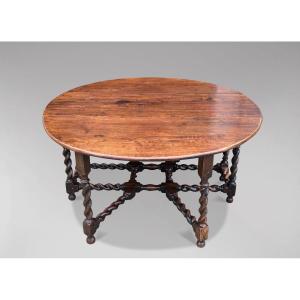 Large 17th Century Charles II Period Solid Oak Gateleg Table