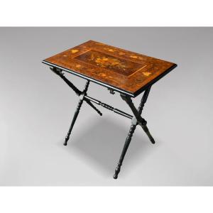 19th Century Napoleon III Marquetry Folding Table