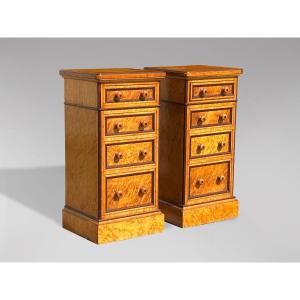 Pair Of 19th Century Victorian Bedside Chests In Maple