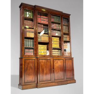 18th Century George III Period Mahogany Breakfront Library Bookcase