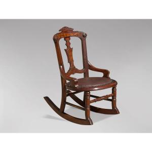 19ème Siècle, Rocking Chair d'Enfant en Acajou d'Époque Victorienne 