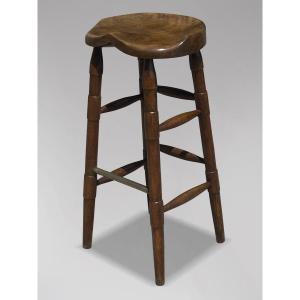 19ème Siècle, Tabouret de Bar Haut en Orme 