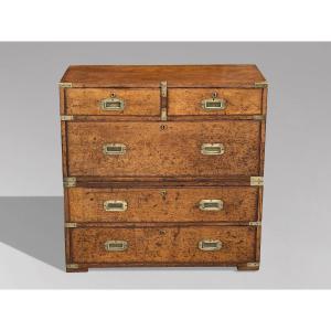 19th Century Oak Military Campaign Chest Of Drawers