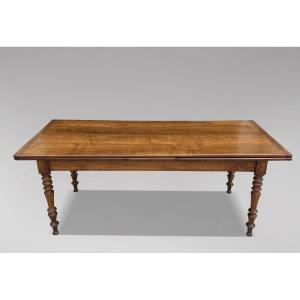 19th Century French Fruitwood Farmhouse Draw Leaf Dining Table