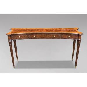 1980's Quality Walnut Inlaid Console Table By Brights Of Nettlebed