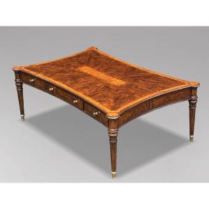 1980's Quality Walnut Inlaid Coffee Table By Brights Of Nettlebed