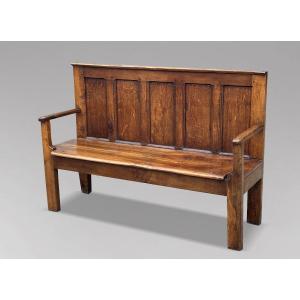 18ème Siècle, Banc de Ferme en Chêne et Orme, Époque Géorgienne