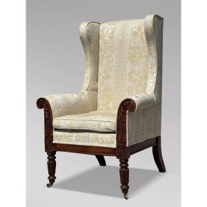 19ème  Siècle, Fauteuil à Haut Dossier en Acajou, Époque Guillaume IV