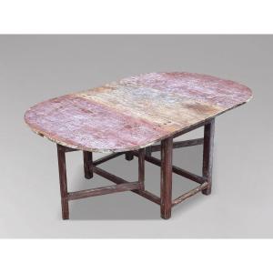 Début du 19ème Siècle Table à Manger Suédoise Peinte avec Plateau à Abattants