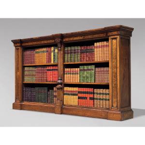 19th-century William IV Period Burr Walnut Low Open Bookcase