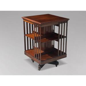 19th-century Victorian Period Mahogany Revolving Bookcase