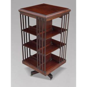 19th-century Victorian Period Tall Mahogany Revolving Bookcase