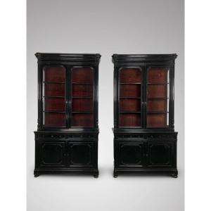 19th Century, Impressive Pair Of French Ebonised Cabinets