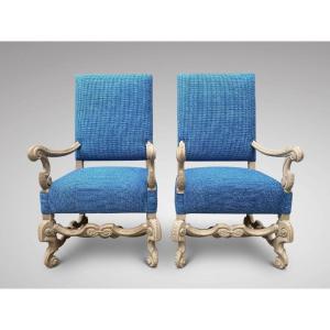 19th Century, Pair Of Dutch Carved Armchairs