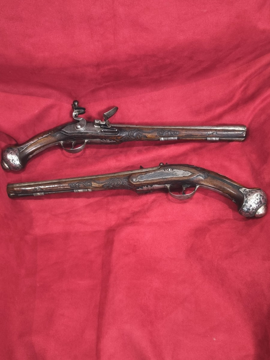 PAIRE PISTOLETS A SILEX  XVIIIème