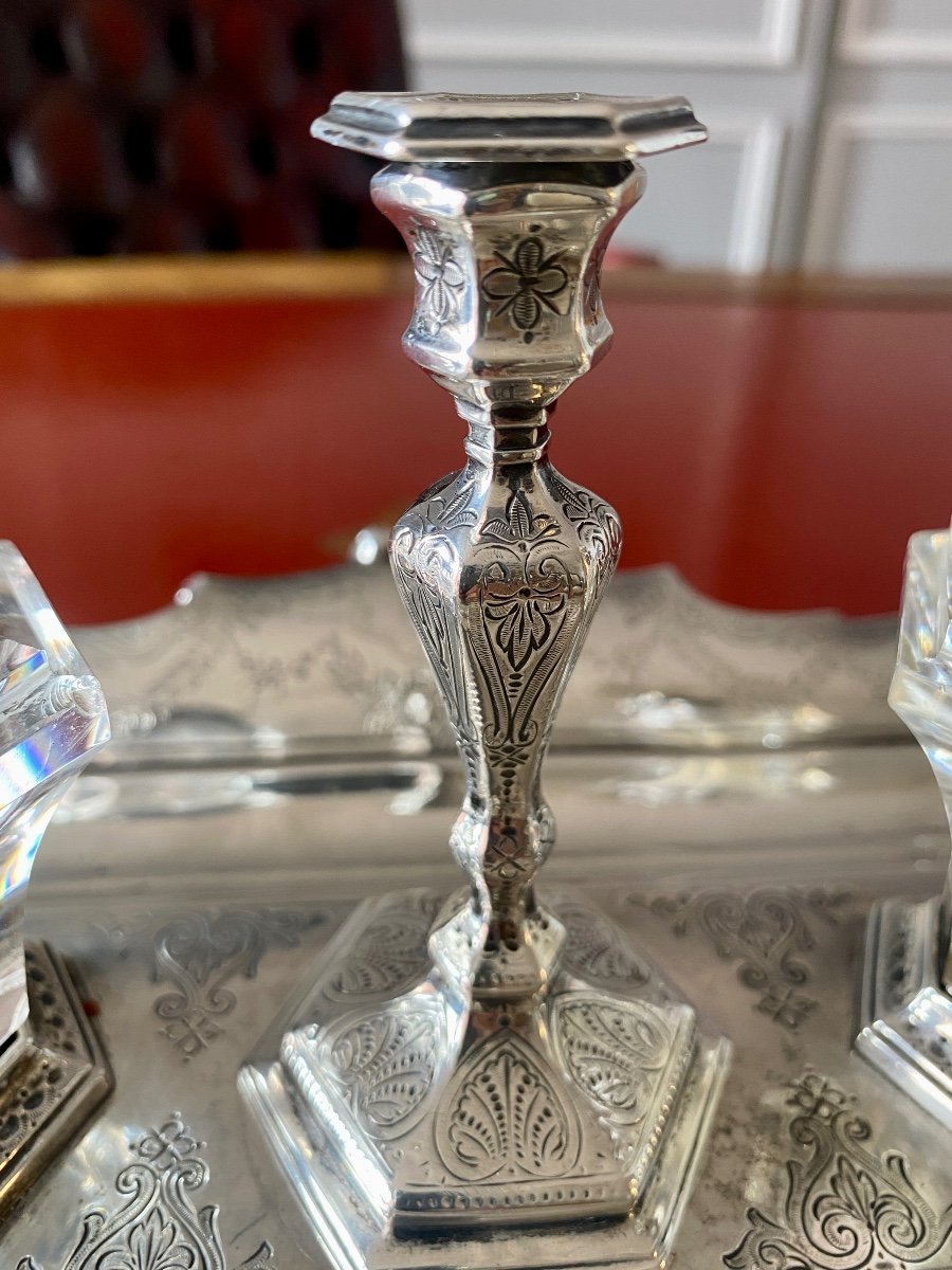 Encrier Anglais En Argent Massif-photo-3