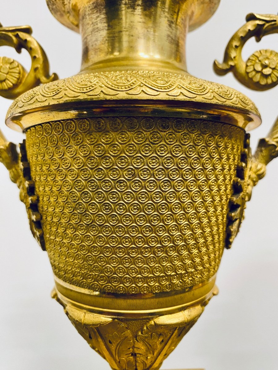Paire De Cassolettes Formant Bougeoirs D’époque Empire-photo-4