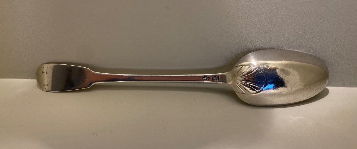Cuillère à Ragout En Argent Massif, Bergues 18 ème-photo-3
