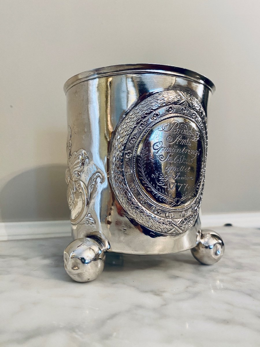 Timbale En Argent Massif, Brevig 1778, Norvège-photo-2