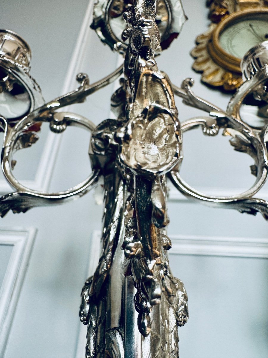 Pair Of Wolfers Candelabras In Sterling Silver-photo-3