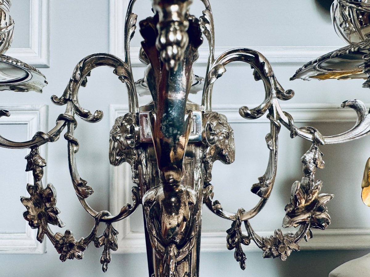 Pair Of Wolfers Candelabras In Sterling Silver-photo-4