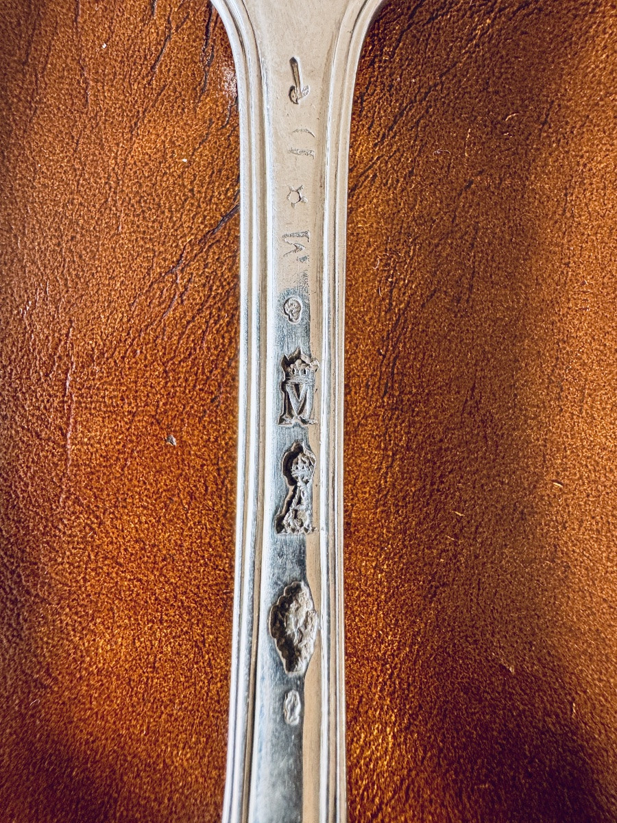 18 Solid Silver Spoons And 18 Forks, Paris, 18th Century-photo-2