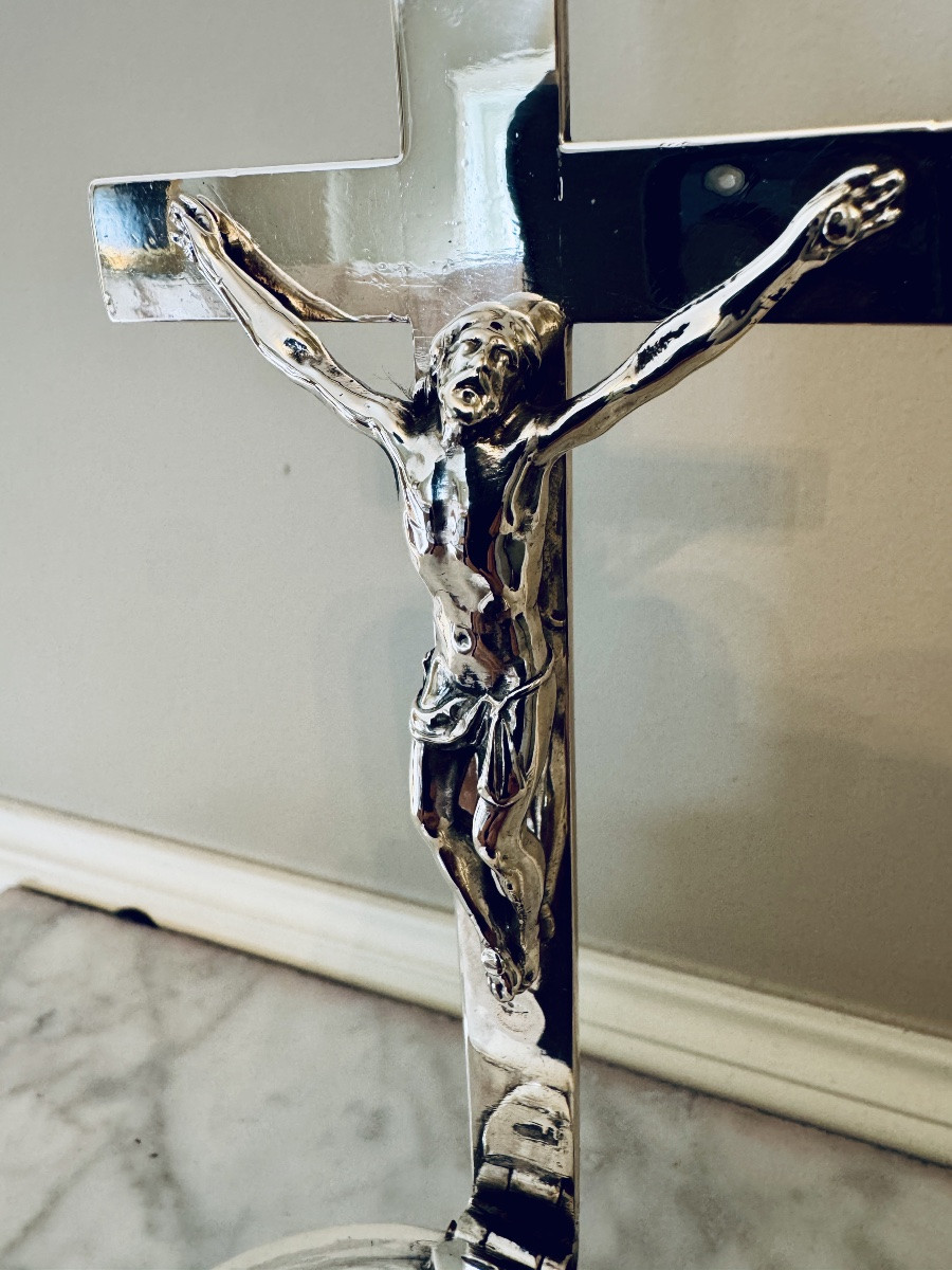 Solid Silver Holy Water Font, Brugge 1755-photo-2