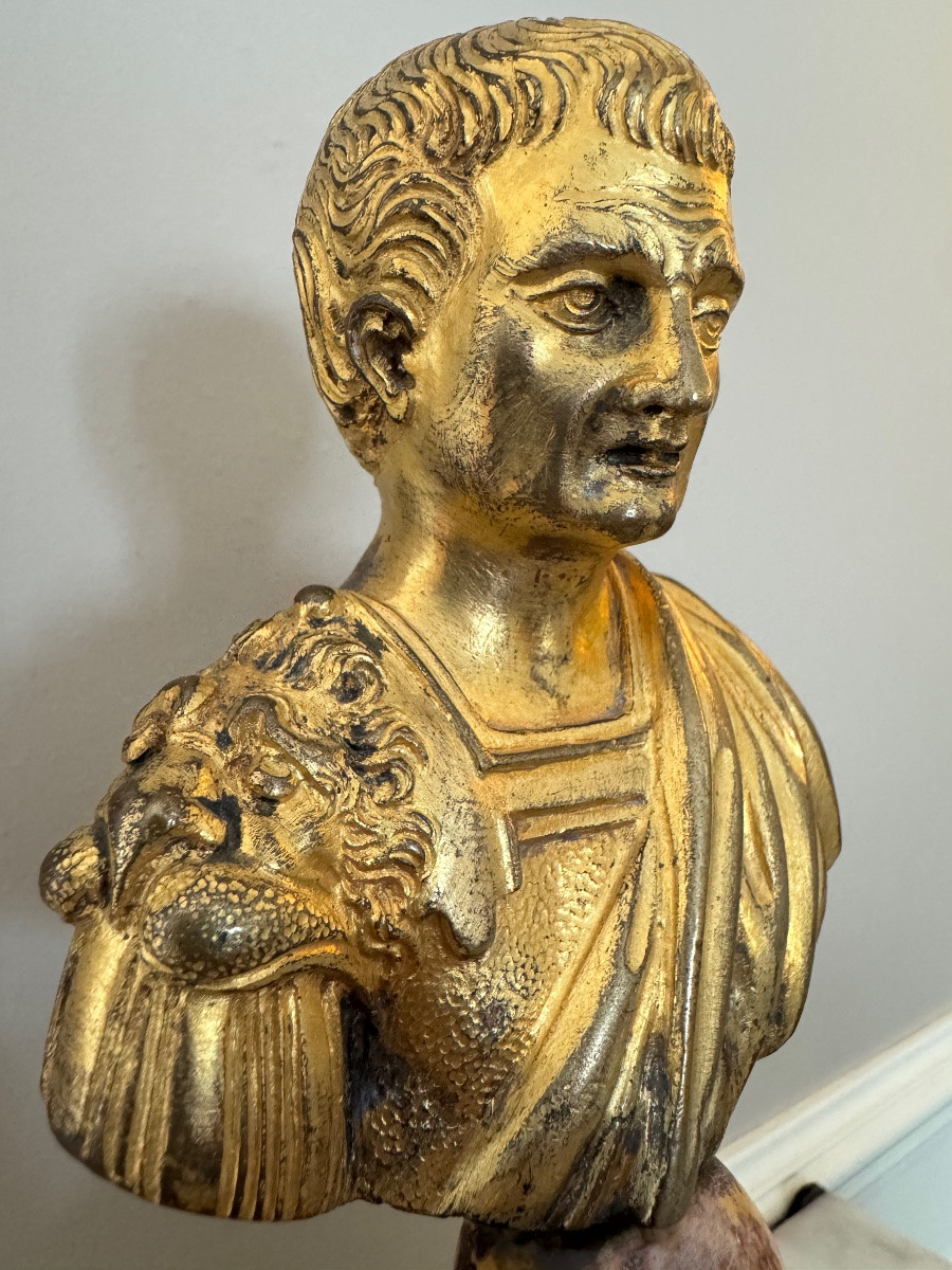 Buste en bronze doré, Italie 17ème siècle-photo-2
