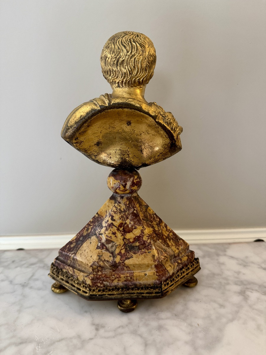 Buste en bronze doré, Italie 17ème siècle-photo-1