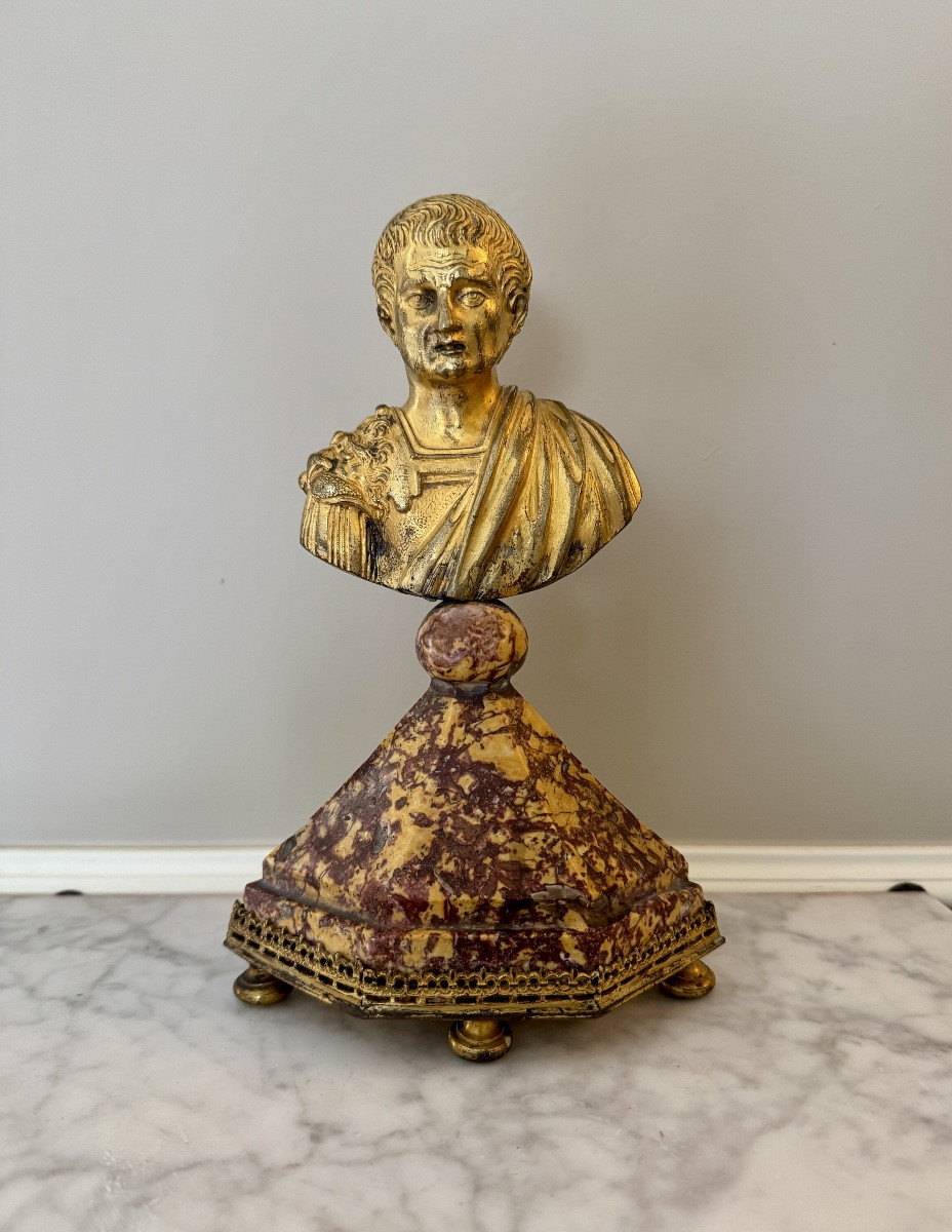 Buste en bronze doré, Italie 17ème siècle