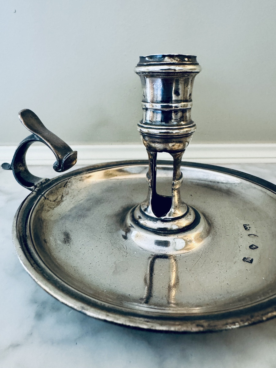 Solid Silver Hand Candlestick, London 1727-photo-2