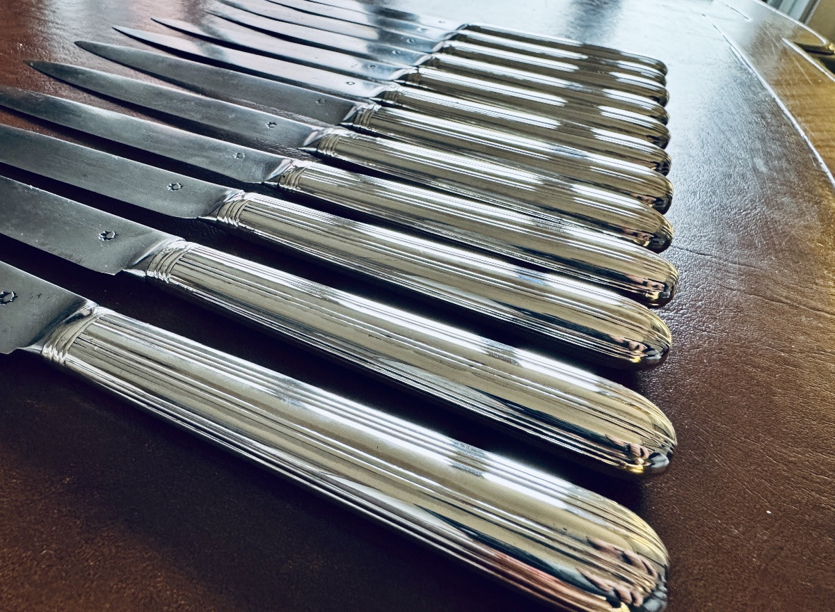 Set Of 12 Knives With Silver Handles, Mons 1779-photo-2