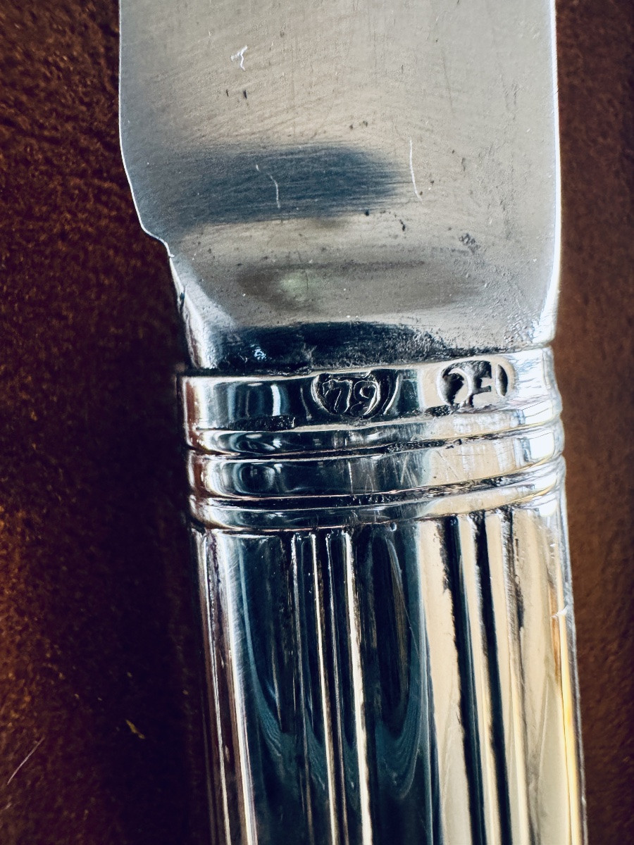 Set Of 12 Knives With Silver Handles, Mons 1779-photo-1