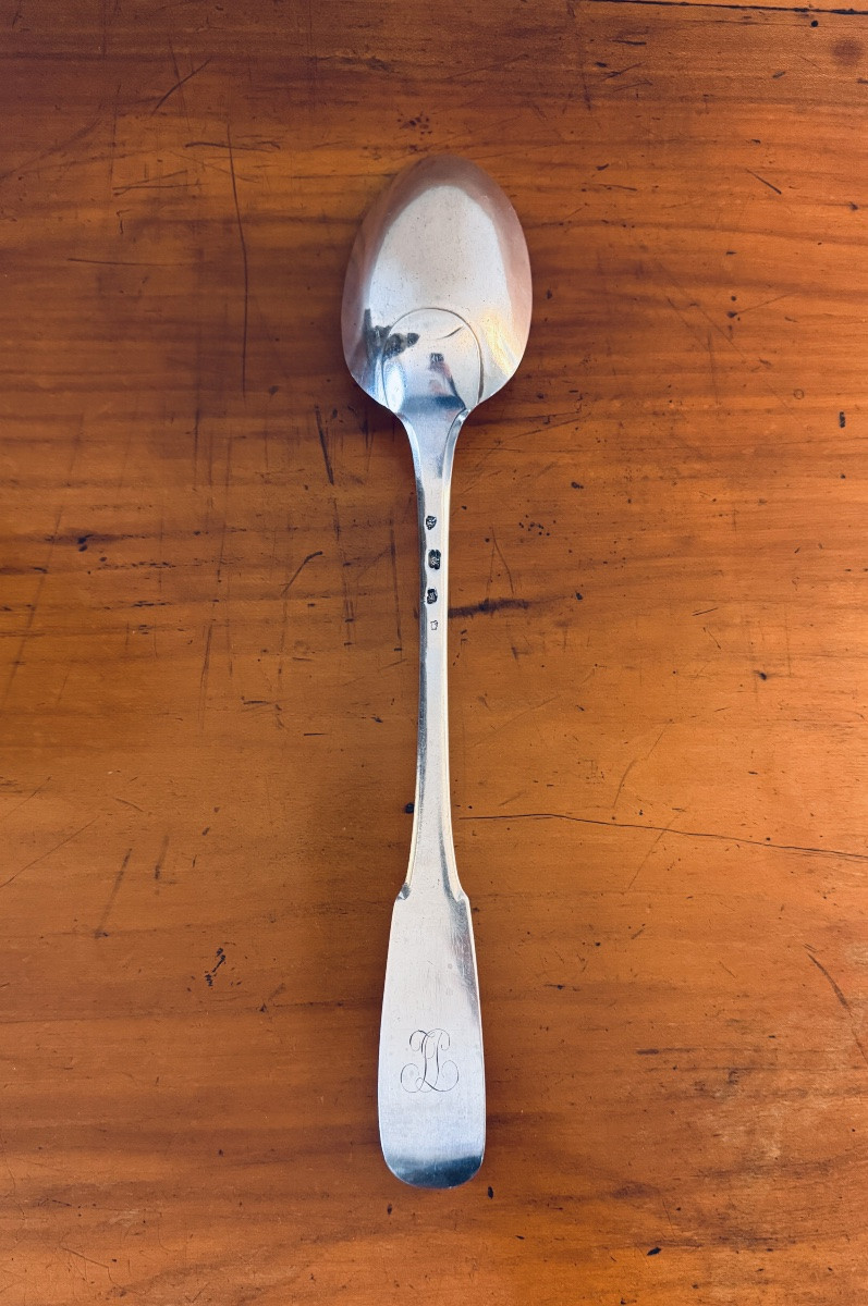 Cuiller à ragoût en argent massif, Brest 1786-photo-2