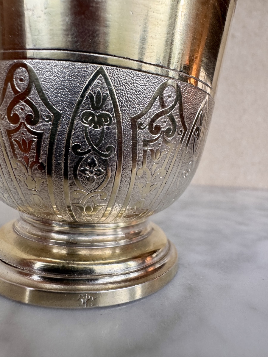 Timbale en argent massif doré ( vermeil) Paris 1708-photo-4
